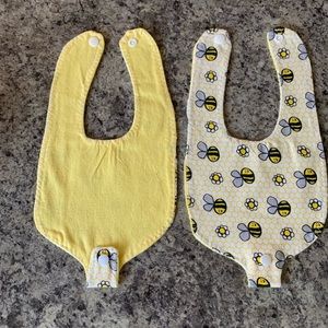Handmade Reversible Baby Bib with Pacifier Holder